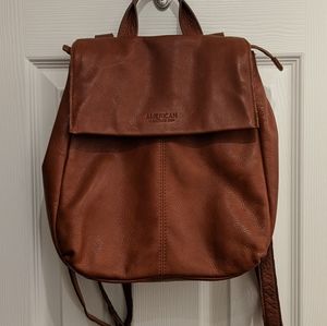 NWOT Cognac American Leather Co Backpack Purse